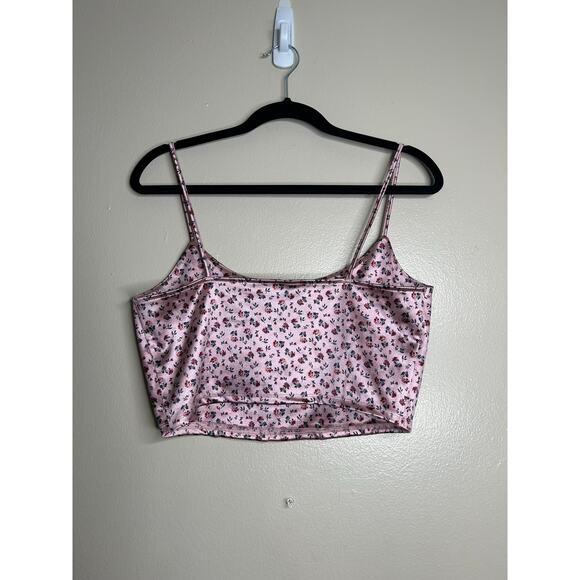 NWT Women’s Size Large Aeropostale Pink Floral Satin Cropped Corset Tank Top - Picture 3 of 3